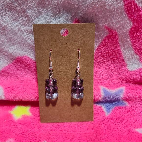 Clear Gummy Bear Silver Drop/Dangle Earrings - Picture 1 of 2